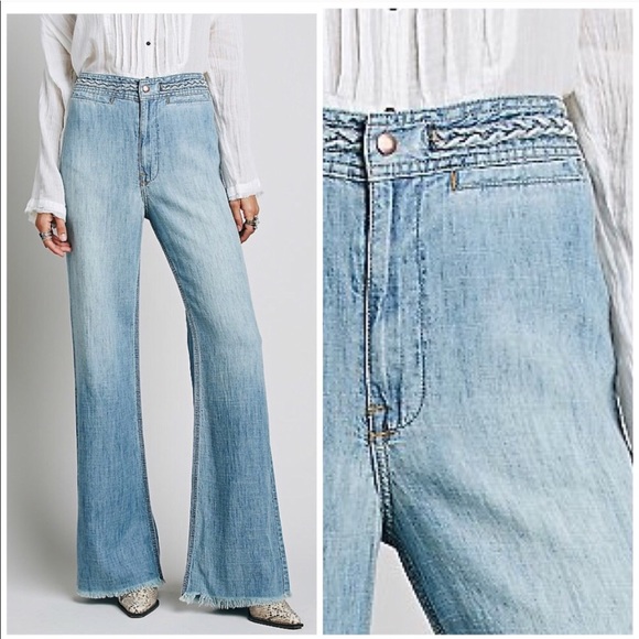 Free People Ola High Waist Braided Flares 27 - Picture 3 of 8